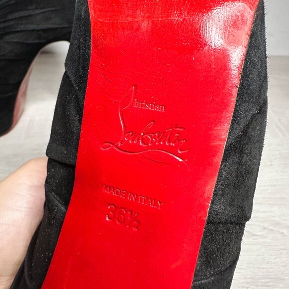 Louboutin Fastwist Black Suede Booties - Picture 8 of 10